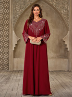 Robe de soirée modeste de style turc traditionnel arabe X-261, robe décontractée ample pour femmes musulmanes, longueur cheville, col en V