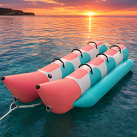 Bateau banane gonflable à double tube et double rangée avec sièges antidérapants et poignées de sécurité pour sports nautiques