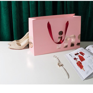 Luxury Pink Ribbon Shopping <strong>Paper</strong> <strong>Bag</strong> for Cosmetic Custom <strong>Logo</strong> <strong>Printed</strong> Hot Stamping Laser Bright Gold Quality Gift Packaging <strong>Bag</strong> - Product Image 6