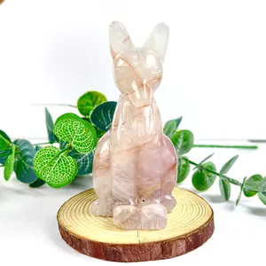 Vente en gros de figurines d'animaux en cristal de guérison naturelle renard sculpté en cristal pour la décoration intérieure
