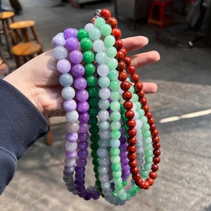 Kalung giok 8mm 10mm perhiasan batu alami hijau kuning merah Myanmar asli dengan sertifikat kualitas tinggi jimat giok penyembuhan