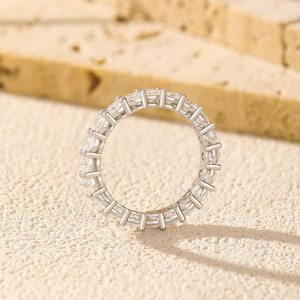 S925 Silver Elegant Full Circle Simulated Diamond Eternity Band Sterling Silver <b>Finger</b> <b>Ring</b> Korean Style Jewelry - Product Image 6