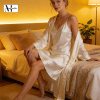 Robe de nuit longue en soie de mûrier brodée bio pour femme, douce, sexy, élégante, personnalisable et légère