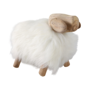 Statuetta di pecora in legno con decorazioni in pelliccia sintetica per la casa, soggiorno, ufficio, mensola, tavolino da caffè, ornamento - Product Image 2
