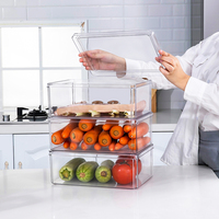 Organiseur de réfrigérateur rectangulaire en PP de style américain, empilable, contenants alimentaires de 1 à 3 L, respectueux de l'environnement, pour la cuisine à domicile