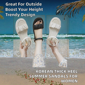 Nuovi Sandali Estivi Coreani <span class=keywords><strong>con</strong></span> <span class=keywords><strong>Tacco</strong></span> Spesso, Traspiranti, <span class=keywords><strong>con</strong></span> Rialzo, alla Moda per Ragazze, Suola in Gomma - Product Image 2