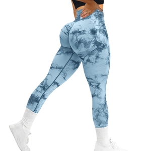 Best-seller transfrontalier : Leggings de yoga tie-dye sans couture à motif <span class=keywords><strong>smiley</strong></span>, taille haute, effet galbant fessier, ultra-extensibles pour l'entraînement - Product Image 2
