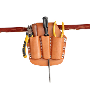 Porte-outils en cuir durable à trois poches pour électricien <span class=keywords><strong>de</strong></span> <span class=keywords><strong>chantier</strong></span>, outil <span class=keywords><strong>de</strong></span> marteau OEM - Product Image 1