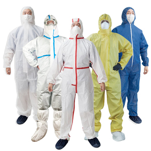 Type 5 6 Travail de protection médicale de sécurité Protection jetable 50-55Gsm Combinaison microporeuse EPI avec capuche - Product Image 1