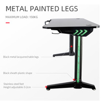 Table de jeu moderne pliable en métal et verre à 9 lumières LED avec porte-gobelet pour la maison, le bureau et la chambre à coucher.