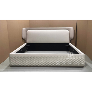Fashion Designed European Style <b>White</b> Leather <b>Bed</b> <b>Frame</b> Bedroom Furniture King Size Wooden Rectangle <b>Bed</b> Wooden <b>Bed</b> - Product Image 4