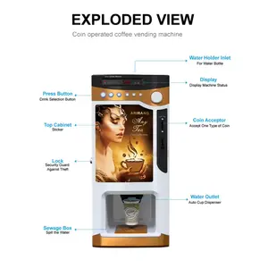 自動コーヒーメーカーディスペンサースマート商業コイン支払いインスタントコーヒー自動販売機