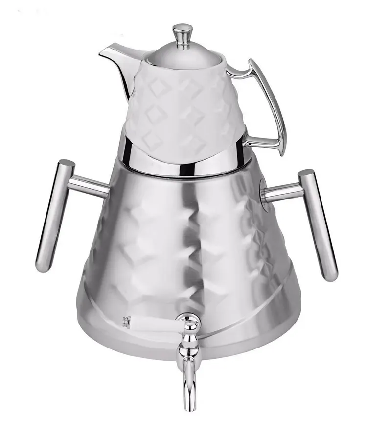 Gk el yapımı dekoratif paslanmaz çelik geleneksel tasarım türk çayı demliği takım ana sınıf su ısıtıcısı çay makinesi