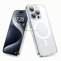 Étui de protection transparent magnétique TPU+PC avec recharge sans fil, antichoc et anti-jaunissement pour 12 13 14 15 Pro Max Plus