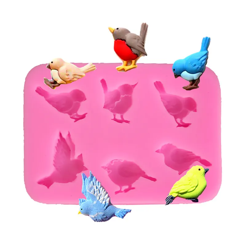 Rectangle 6 pièces 3D différents modèles drôles pigeons pie oiseau forme silicone bricolage moules