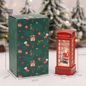 Décorations de Noël Cabine téléphonique émettant de la lumière rouge, Décorations de table, Poupées pour personnes âgées, Neige - Product Image 5