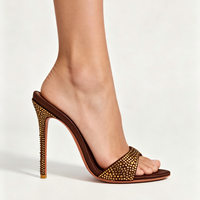 Chaussures de créateur 2026, mules en soie cristalline couleur bonbon, talon de 12 cm, sandales sexy pour soirée, chaussures de mariage pour femmes