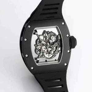 Montre mécanique automatique de luxe, mode et sport, avec cadran ajouré, mouvement monobloc personnalisé, boîtier double barillet en céramique noire avancée - Product Image 2