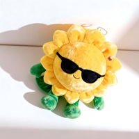 Peluche courte et douce, lunettes de soleil tendance, peluche tournesol, jouet en peluche mignon, poupée en peluche, pendentif en peluche doux pour cadeau, vente en gros