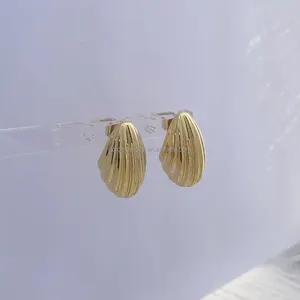Brass Plated 18K Gold Earrings Bohemian style Hoop earring personalized melon seed shaped