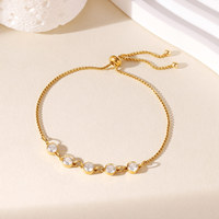 Bracelet ajustable YF8293 Ins Wind Light Luxury Niche Personality Zircon plaqué or 18 carats en acier inoxydable étanche
