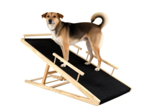Verstellbare Umweltfreundliche Holz-Hunderampe Haustiertreppen Sicherheitsgeländer Gelenkfreundlich für Hunde & Katzen Einfacher Zugang zu Betten & Sofas - Product Image 1