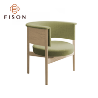 Chaises de salle à manger modernes en bois nordique avec tissu en lin, pour hôtels, cafés, restaurants, chaises en bois massif à accoudoirs ronds