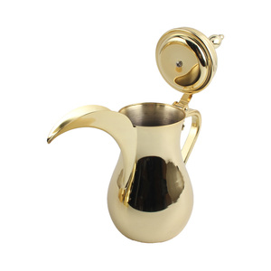 Arabic Golden <b>Teapot</b> Stainless Steel Coffee Pot Arabic Coffee Dallah With Long Spout - Product Image 5