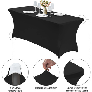 Nappes de Table en Spandex Personnalisées pour Décoration de Mariage, Couleur Noire, Élastiques, pour Banquet, Longue Table Rectangulaire, Hôtel et Fête d'Anniversaire - Product Image 4