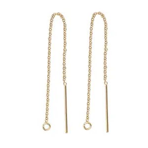 Real 14K Gold Filled GF Ear Threader Cable Chain w/Ring Wire for Jewelry Finding Making Earring Accessories