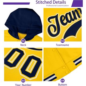 Sweat-shirt à capuche personnalisé unisexe pour adulte, jaune et noir, personnalisé avec nom, numéro, logo d'équipe, sweat-shirt en polaire décontracté pour l'automne - Product Image 4
