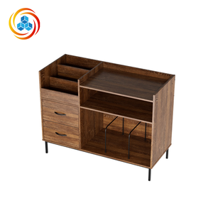 <span class=keywords><strong>Meuble</strong></span> de rangement pour tourne-disque, capacité 500+ albums, étagère contemporaine pour tourne-disque avec tiroirs, console audio robuste en bois, mobilier de salon - Product Image 2