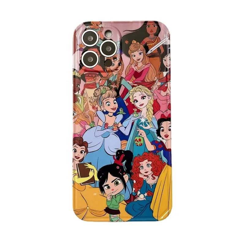 Casing ponsel lembut kamera koleksi Princess kartun lucu untuk iPhone XR 11 12 13 14 PRO MAX