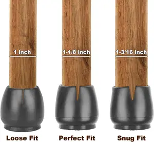 Puntas de patas de silla al por mayor de fábrica para patas de silla negras redondas de 1 a 1-3/16 pulgadas, tapas de patas de silla pequeñas de silicona para protección de suelo