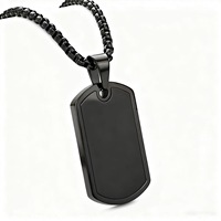 Collier pour homme tendance en acier inoxydable poli, style militaire, avec pendentif plaque militaire et chaîne en bambou, le plus vendu