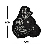 Écusson brodé en tissu polyester-coton sur le thème du fitness, motif crâne animal et haltères, badge moral tactique pour vêtements