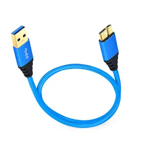 定制0.5米铝壳尼龙编织usb 3.0 a型公am至微型b公bm扩展摄像机电缆