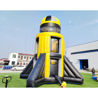 Simulador Inflable Gigante con Forma de Cohete Espacial, Juego Deportivo de Aventura con Paracaídas para 3 Adultos, para Uso en Exteriores