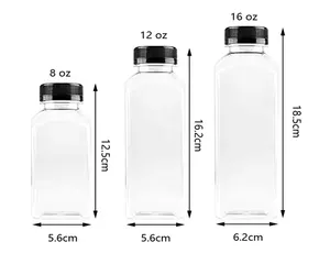 Temizle boş gıda sınıfı PET plastik su içme şişeleri 350ml kare suyu içecek Smoothie şişeleri en