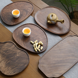 Black Walnut Serving <b>Trays</b> Various Sizes For <b>Tea</b> Coffee Snacks And Desserts Solid Color Wooden Platters - Product Image 1