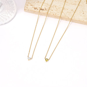 Collana Minimalista Solitario con Zirconia Cubica Rotonda in Acciaio Inossidabile 316L Placcato Oro PVD 18K, Girocollo Delicato per <span class=keywords><strong>Donna</strong></span>, Vendita all'Ingrosso - Product Image 5