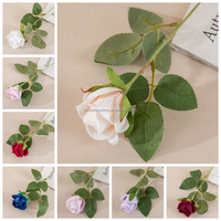 A001 Florist liefert Großhandel Blumen Dekor Samt gefälschte weiße rote Rosen künstliche einzelne Stiel Rose für Hochzeits dekor