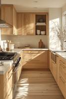 Meuble de cuisine en bois massif de style minimaliste personnalisé, installation facile, pour maison résidentielle