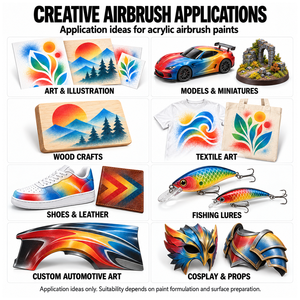 SAGUDIO Ensemble de peinture acrylique à base d'eau pour aérographe, 12 couleurs, flacons de 30 ml - Product Image 6