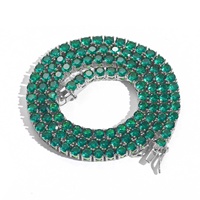 BESXL0283 Collier simple et unique en laiton avec zircon vert 4 mm, style hip-hop européen et américain