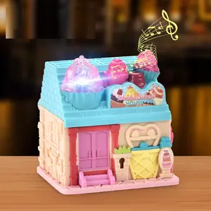 儿童礼品女孩DIY玩具粉色塑料迷你家具别墅公主城堡游戏套装假装玩偶音乐屋