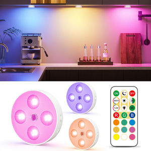 RGB Puck <b>Lights</b> with Remote & Motion <b>Sensor</b>,Rechargeable Under Cabinet Lighting for Kitchen, Closet Magnetic Stick-On <b>Lights</b> - Product Image 1