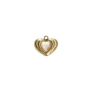 Pendentifs Cœur en Acier Inoxydable Or et Argent avec Incrustation Œil de Chat Sertie en Bezel pour Fabrication de Bijoux DIY, Accessoire Cadeau Unisexe - Product Image 5