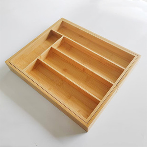 Caja de almacenamiento de cubiertos de bambú con 5-7 compartimentos, organizador telescópico para cuchillos y cubiertos. - Product Image 4