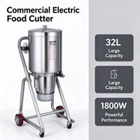 Hacheur alimentaire commercial QS832 32L, coupe-aliments en acier inoxydable 1500W avec roues pour restaurant